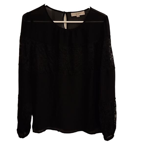 LOFT Black Sheer Top, Medium - Picture 1 of 9